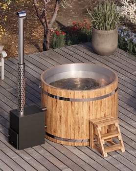 Preview: Badezuber Edelstahleinsatz mit Außenofen